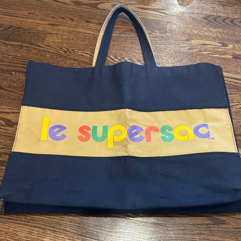 VTG Le Sac ‘Le Supersac’ extra large tote in Navy and Tan